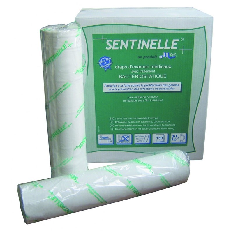 Carton de 12 rouleaux de draps d'examen lisses