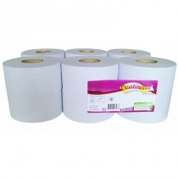 Papier toilette blanc MINIROL 2x15.5g/m² - Carton de 12 rouleaux - 2 plis - 180m - I351LMR