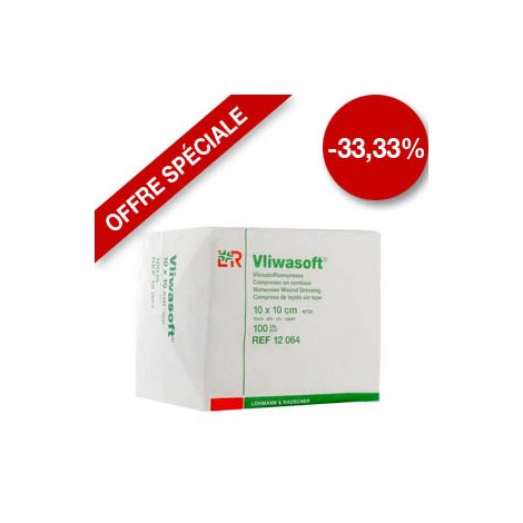 Compresses non tissées Vliwasoft® Dimension  10 x 10 cm Boite de 40 sachets x 2 -  94212