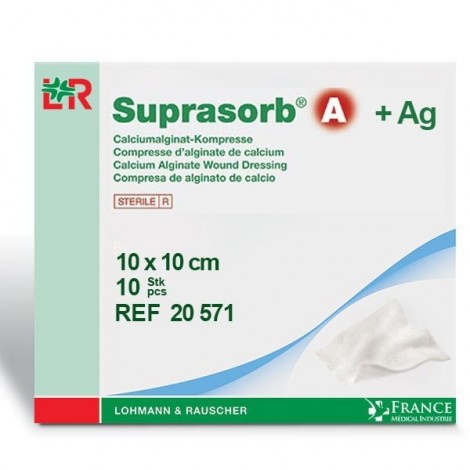 Pansement d'alginate de calcium + Argent Suprasorb®A 10x10cm Boite de 10 - 20571