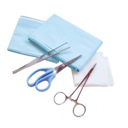 Set de sutures Contenant Ciseaux + Porte aiguille + Pince + Compresses - 5404