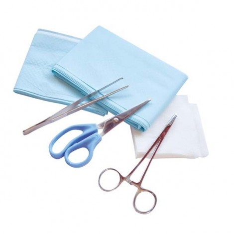 Set de sutures Contenant Ciseaux + Porte aiguille + Pince + Compresses - 5404
