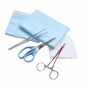 Set de sutures Contenant Ciseaux + Porte aiguille + Pince + Compresses - 5404